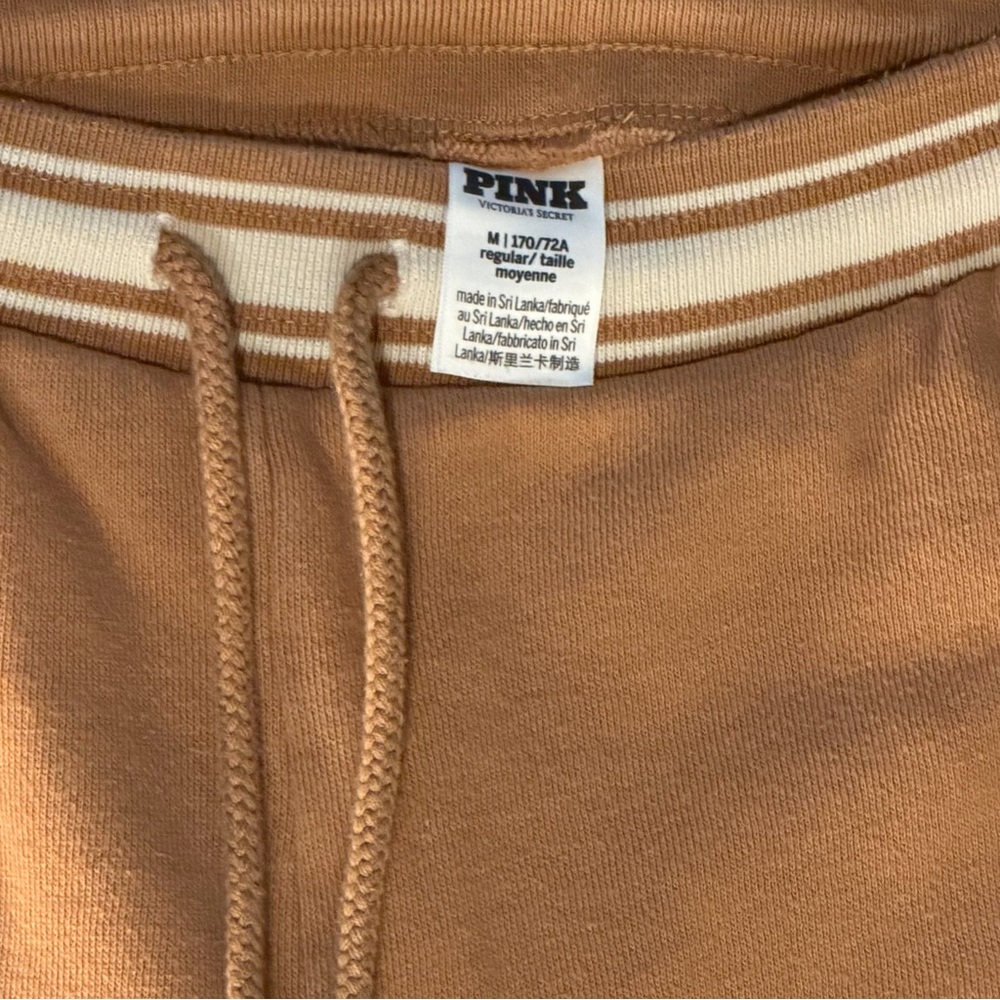 PINK Ivy Fleece Victoria's Secret Wide-Leg Drawstring Pants in Camel - Picture 6 of 7